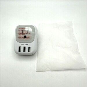 European Plug Adapter Travel Power Plug w/ 4 Outlets 3 USB Port NEW